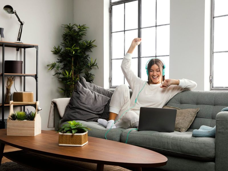 front-view-beautiful-woman-staying-laptop